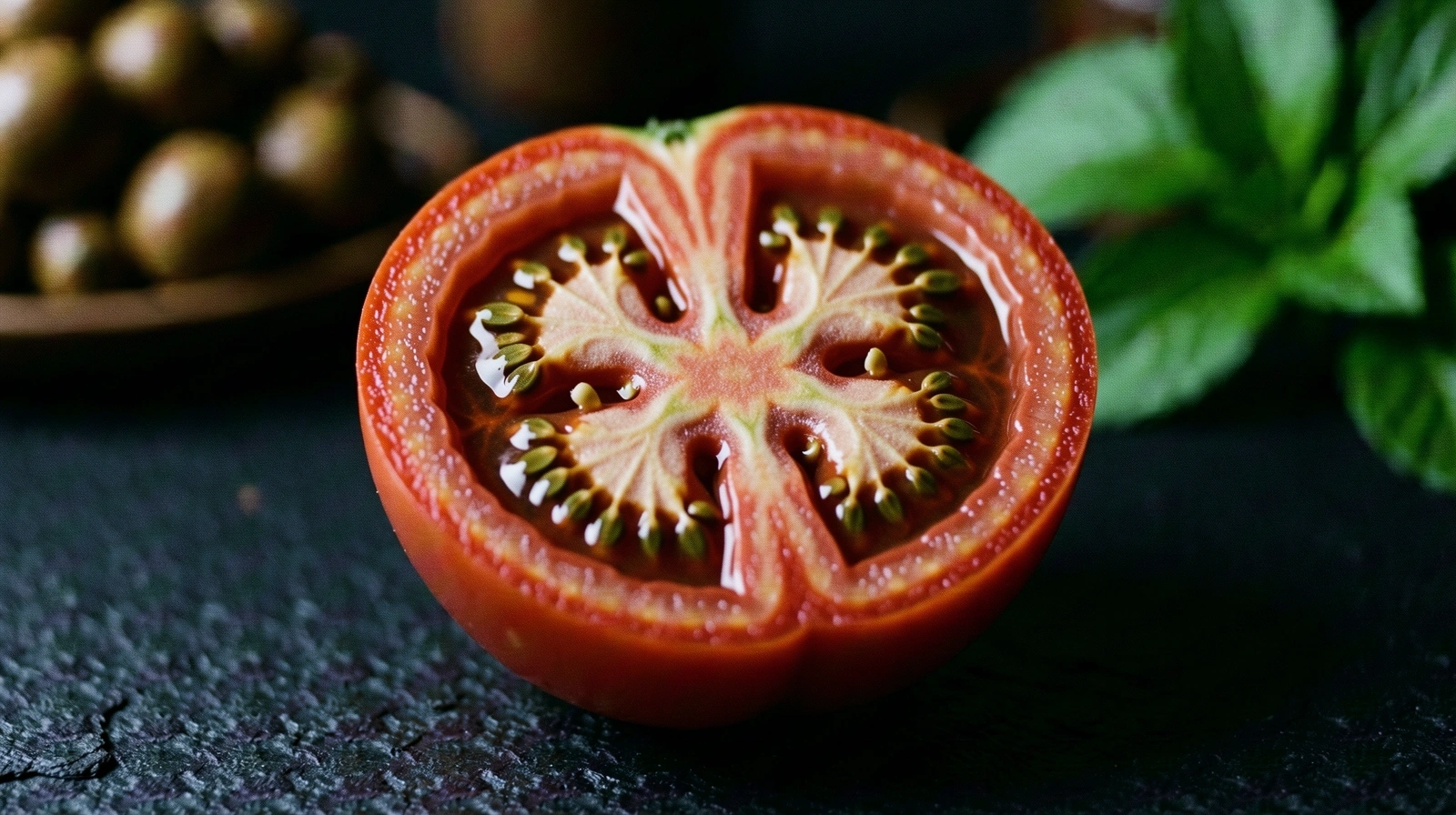 Nahaufnahme einer reifen Tomate auf Stein